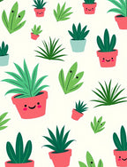 Cute Potted Plants Scattered Arrangement Rug