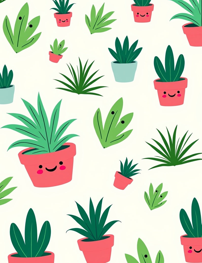 Cute Potted Plants Scattered Arrangement Rug