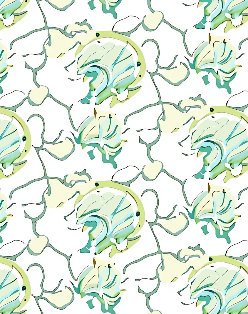 Pastel Green Abstract Swirls Rug