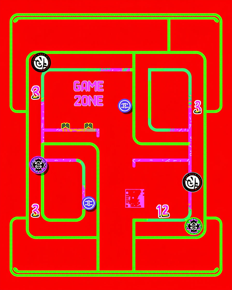 Vibrant Neon Maze Game Zone Rug