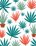 Tropical Leaf Medley In Teal Red Rug