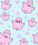 Cute Pink Ghost Bubbles Medley Rug