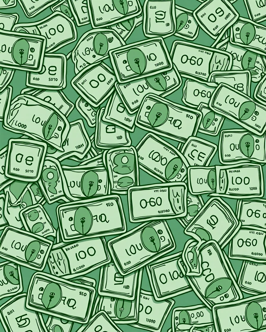 Green Dollar Bills Collage Rug