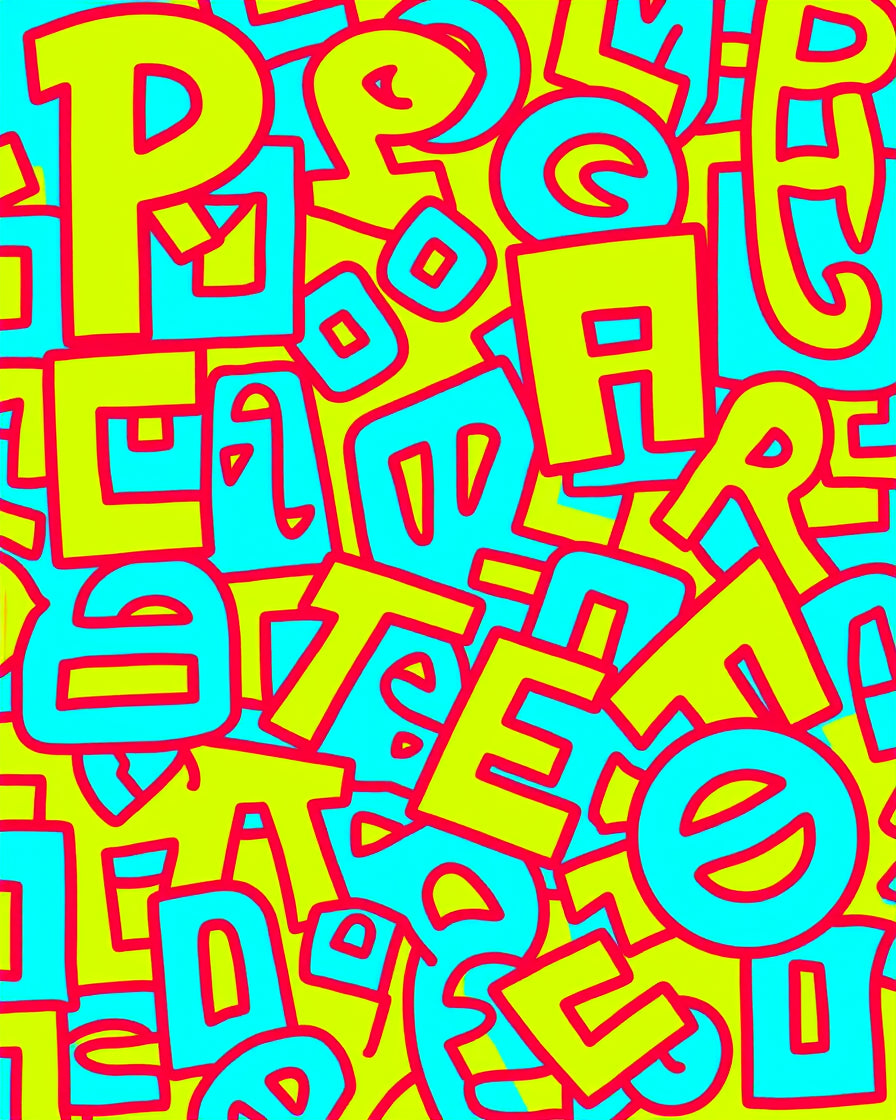 Bright Neon Graffiti Word Cloud Rug