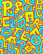 Bright Neon Graffiti Word Cloud Rug