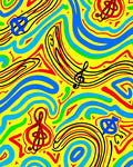 Groovy Yellow Music Notes Waves Rug
