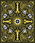 Black Yellow Ornate Mandala Rug