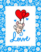 Cute Mouse Red Hearts Love Blue Rug
