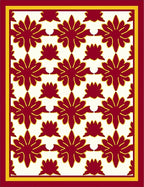 Rich Crimson Lotus Blossoms Rug