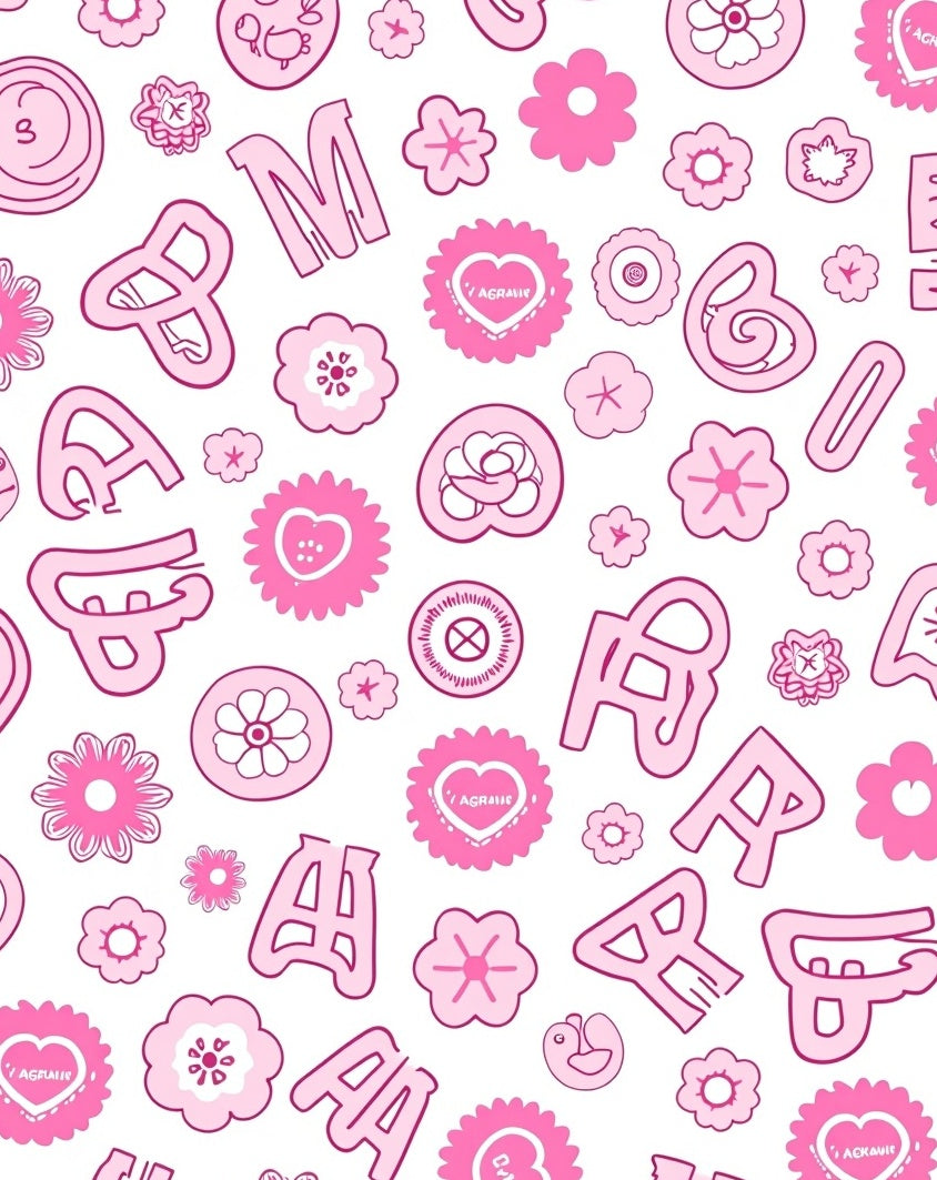Pink Floral Alphabet Confetti Rug