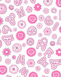 Pink Floral Alphabet Confetti Rug