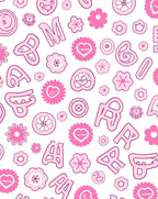 Pink Floral Alphabet Confetti Rug