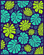 Vibrant Neon Tropical Monstera Leaf Rug