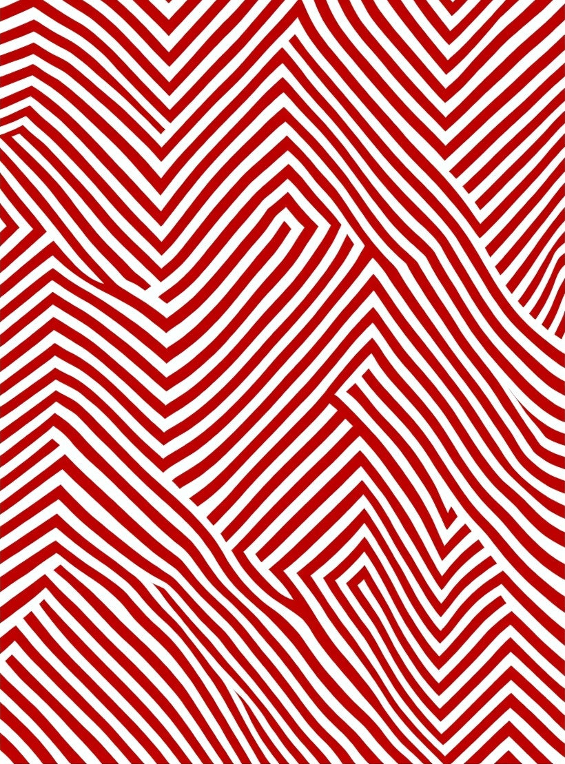 Bold Red White Zigzag Maze Rug