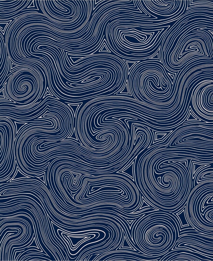 Deep Blue Swirling Abstract Lines Rug