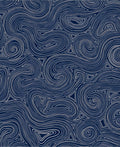 Deep Blue Swirling Abstract Lines Rug