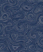 Deep Blue Swirling Abstract Lines Rug
