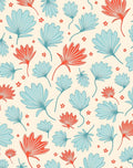 Coral Blue Tropical Floral Scatter Rug