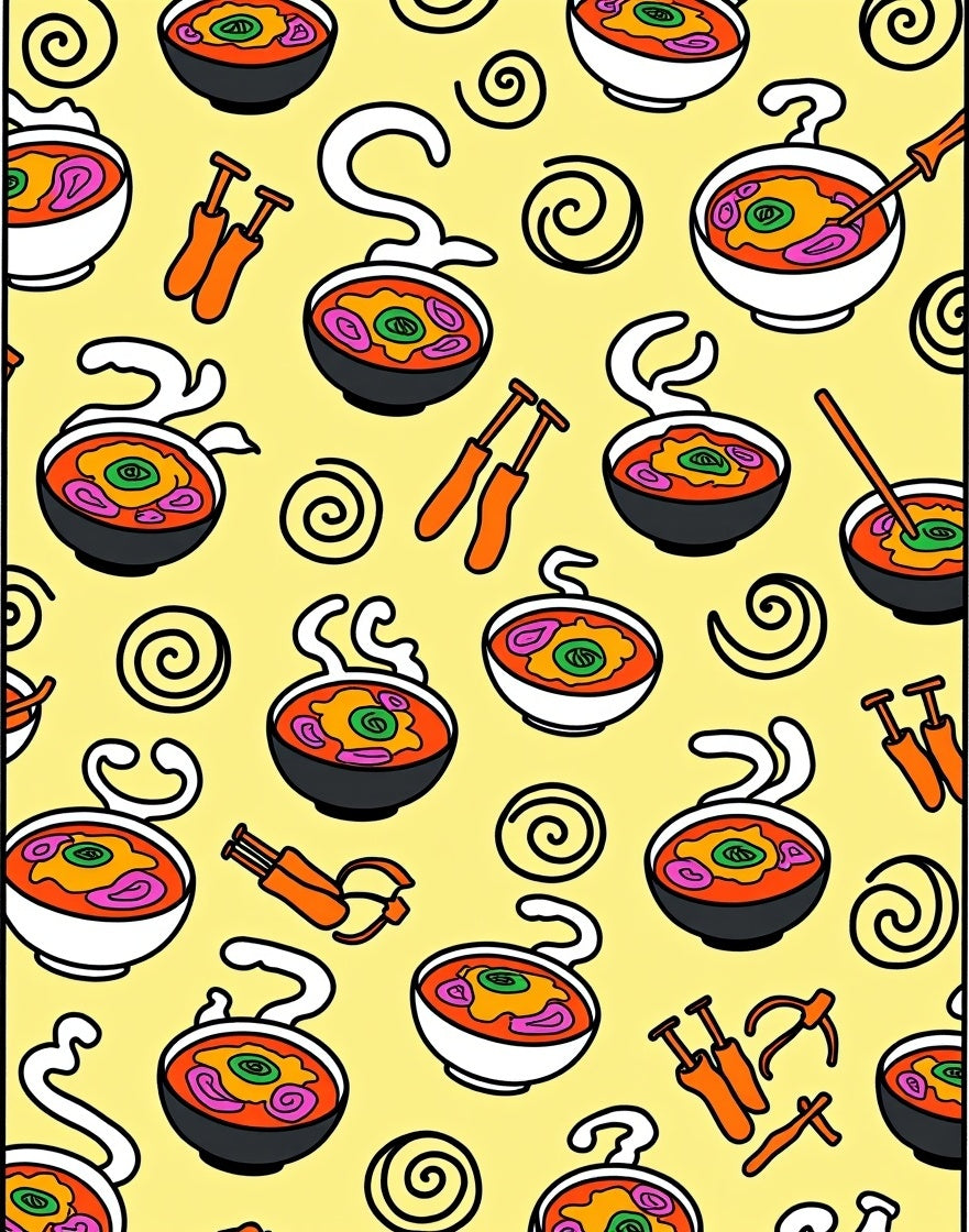 Whimsical Ramen Bowl Swirl Rug