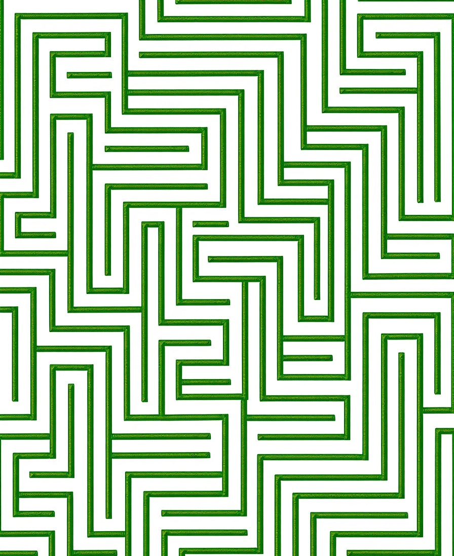 Green Labyrinth Geometric Art Rug