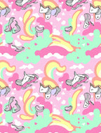 Whimsical Pink Unicorn Rainbow Clouds Rug