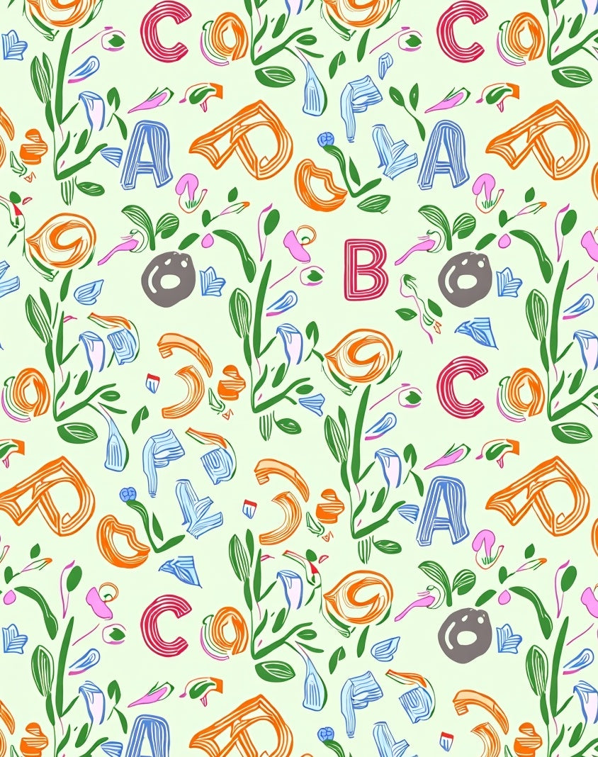 Playful Alphabet Garden Collage Rug