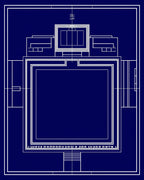 Minimalist Blue Geometric Blueprint Rug
