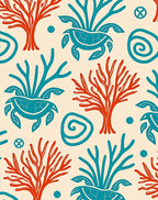 Oceanic Turtle Coral Swirl Rug