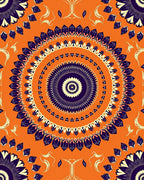 Vibrant Orange Mandala Starburst Rug