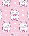 Pink Whimsical Cat Polka Dot Bow Rug
