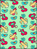 Light Green Whimsical Cartoon Characters Rug