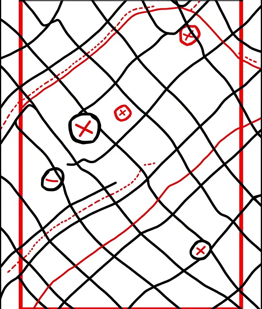 Black and Red Marked Grid Rug