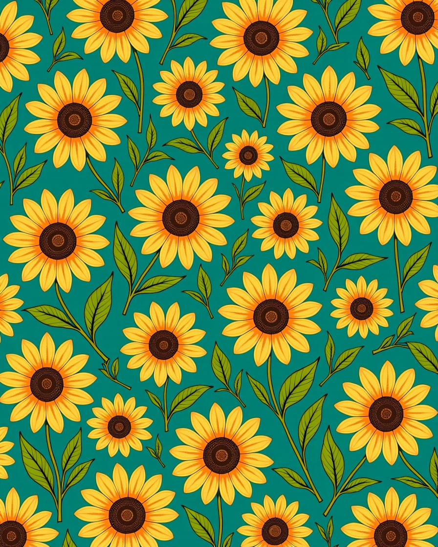 Golden Yellow Sunflower Garden Teal Rug