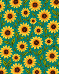 Golden Yellow Sunflower Garden Teal Rug
