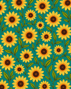 Golden Yellow Sunflower Garden Teal Rug