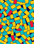 Bold Blue Red Yellow Rectangles Abstract Rug