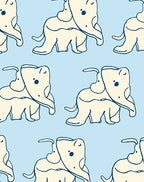Light Blue Playful Elephant Companions Rug