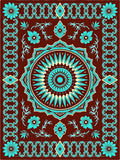 Brown Cyan Sunburst Floral Medallion Rug
