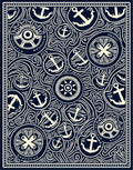 Navy Blue Nautical Anchor Medallion Collage Rug