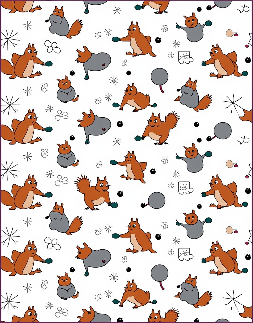 Whimsical Squirrels And Snowflakes Rug