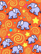 Orange Elephant Swirl Star Play Rug
