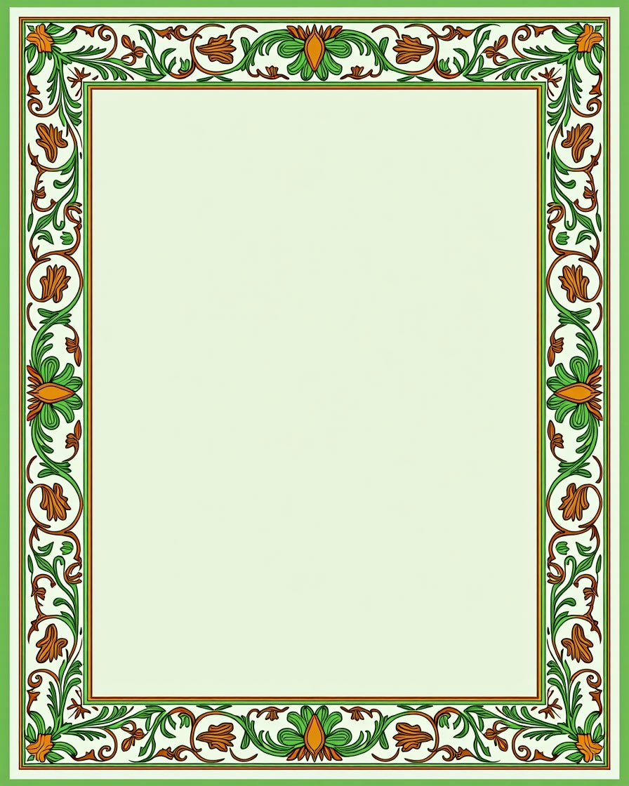 Verdant green floral border accent Rug