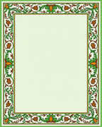 Verdant green floral border accent Rug