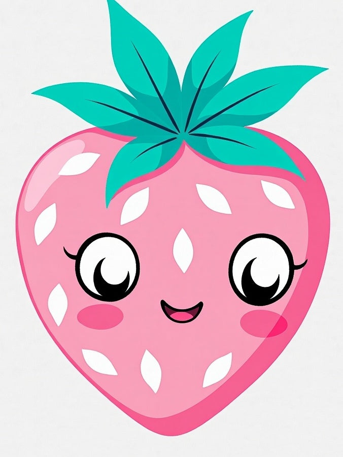 Cute Pink Strawberry Face Art Rug