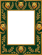 Regal Emerald Lion Laurel Border Rug