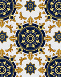 Royal Blue Gold Medallion Floral Rug