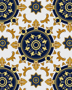 Royal Blue Gold Medallion Floral Rug