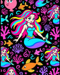 Whimsical Mermaid Coral Fish Celebration Rug