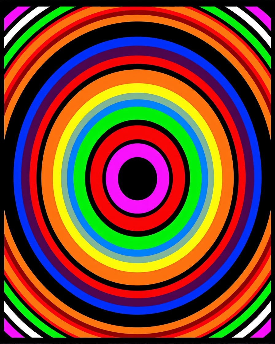 Vibrant Concentric Circles Rainbow Rug