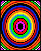 Vibrant Concentric Circles Rainbow Rug
